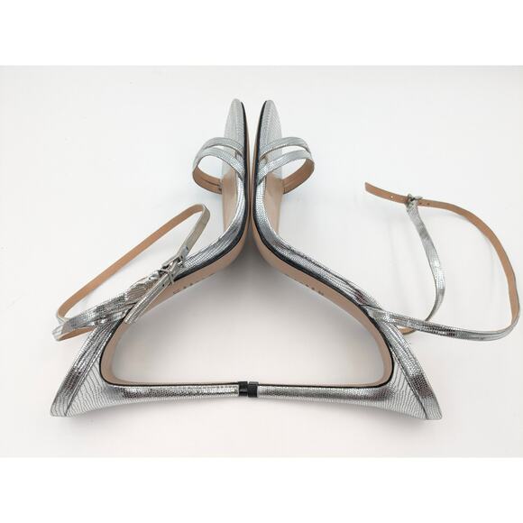 Schutz Altina Women's Embossed Leather Sandals Prata Silver Size US10B EU40 - Picture 6 of 10